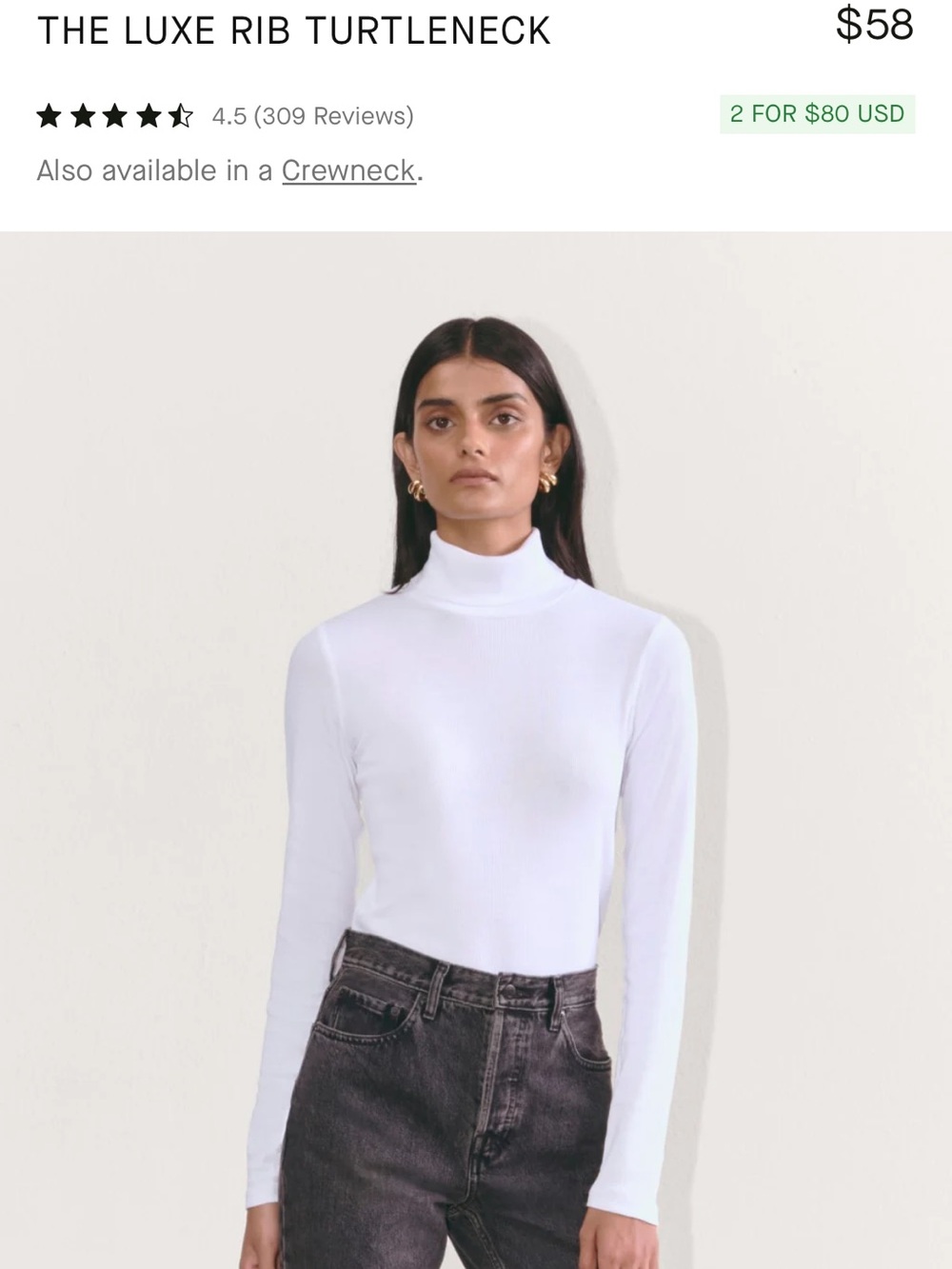 Everlane The Luxe Rib Turtleneck - White
